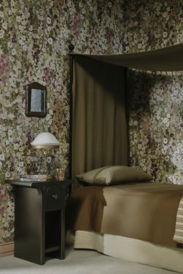 House of Hackney Hollyhocks Small Print Floral Spring Wallpaper