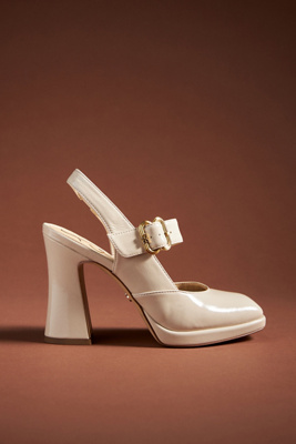 Sam Edelman Jildie Womens Covered Heel Mary Jane Slingback Sandals In Beige