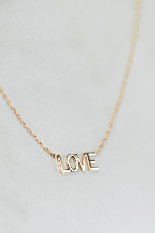 Heather Hawkins 14K Custom Block Print Necklace #1
