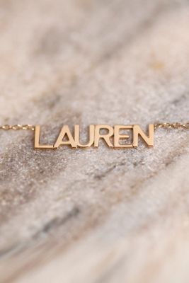 Heather Hawkins 14K Custom Block Print Necklace