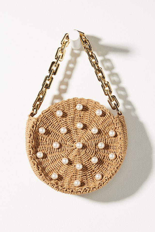 Chain-Link Round Straw Clutch #1