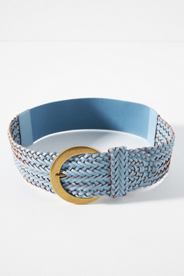 Anthropologie Woven Leather Stretch Belt In Blue