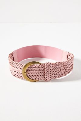 Anthropologie Woven Leather Stretch Belt In Pink