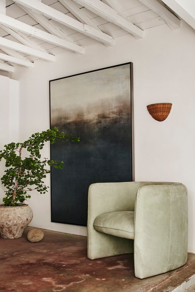 Modern Leather Barrel Chair #6