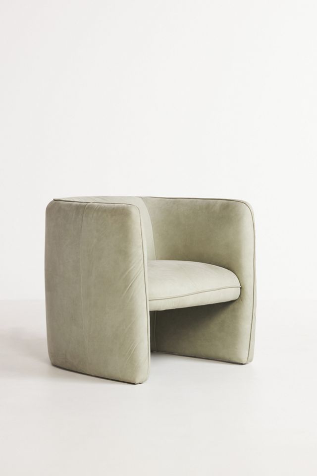 Modern Leather Barrel Chair #1