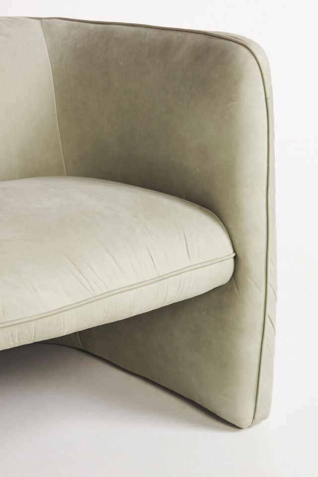 Modern Leather Barrel Chair #4