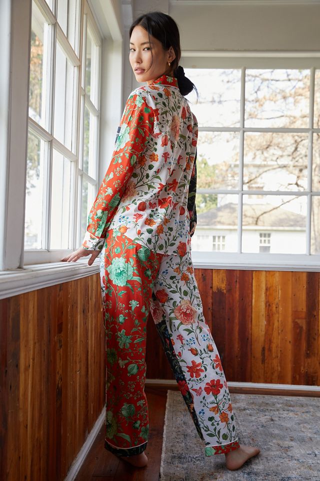 Desmond & Dempsey Floral Contrast Pajama Set #3