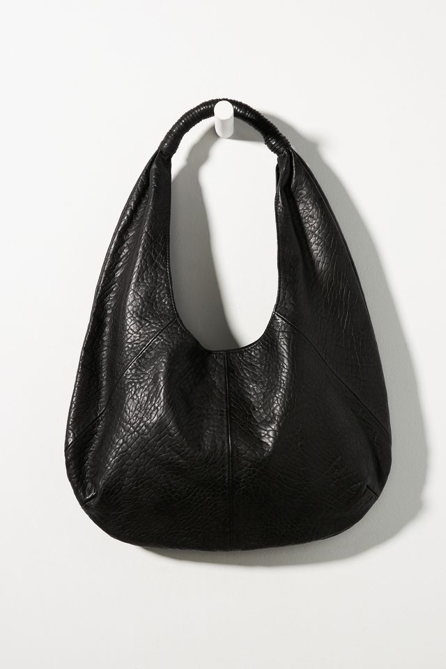 Leather slouchy store shoulder bag