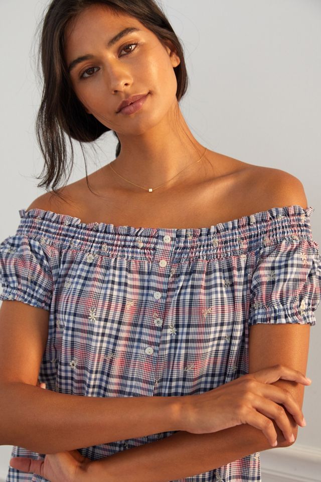 Embroidered Off-The-Shoulder Mini Dress #1