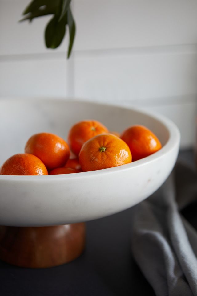 Marble + Wood Footed Serving Bowl #1