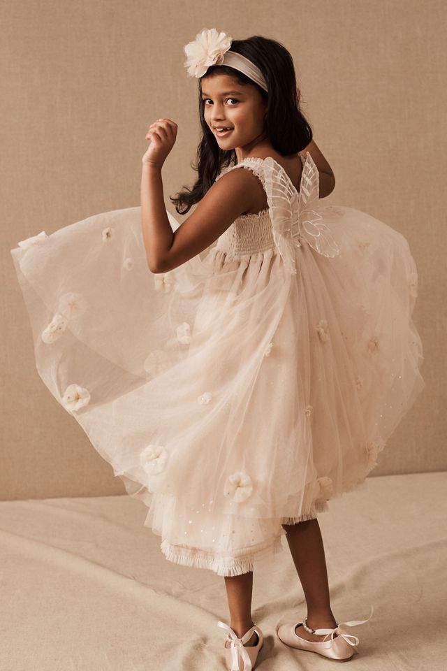 Luna Luna Cloude Floral Applique Tulle Butterfly Wing Flower Girl Dress #3