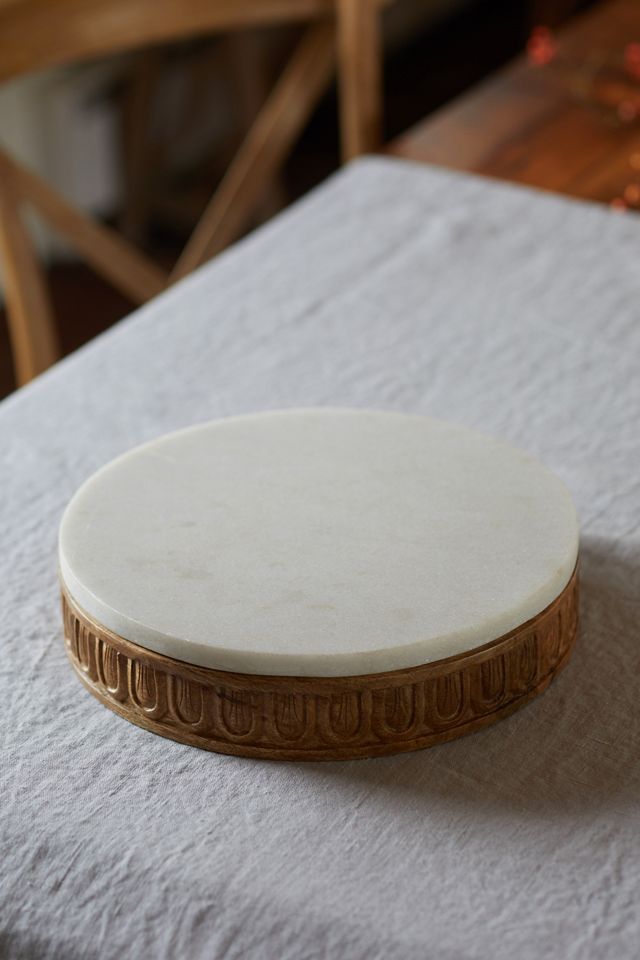 Carved Wood + Marble Serving Board #1