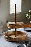 Carved Wood 2-Tier Stand #1