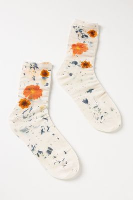 Flower-Dyed Crew Socks | Anthropologie