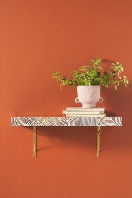 River Engraved Wood Shelf