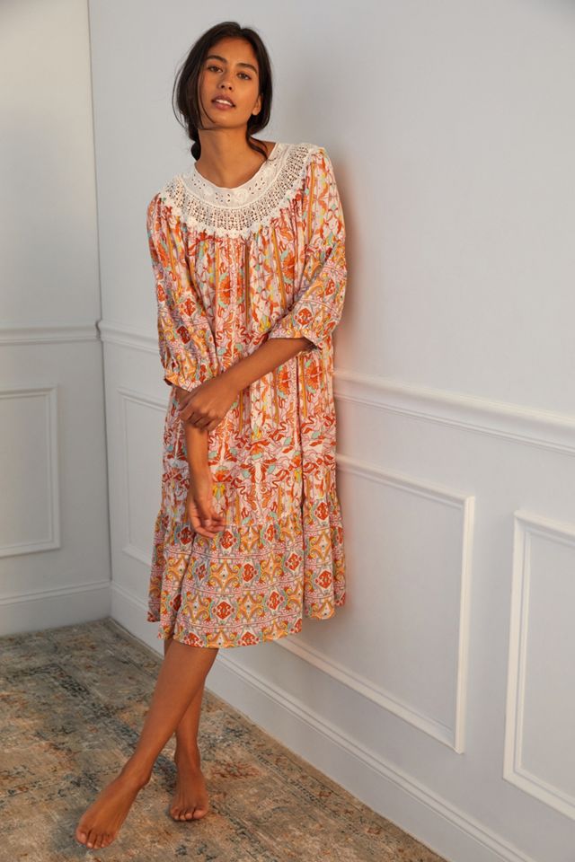 Floral Lace Lounge Dress | Anthropologie