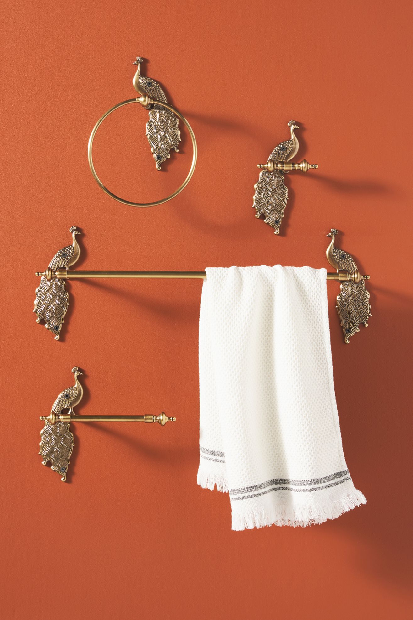 Ida Peacock Towel Bar - Antiqued Brass, One Size