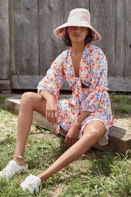 anthropologie pink floral dress