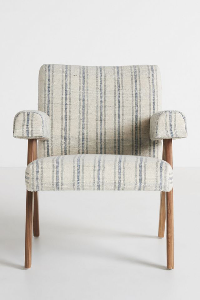 Boro Stripe Ashton Upholstered Teak Accent Chair #1