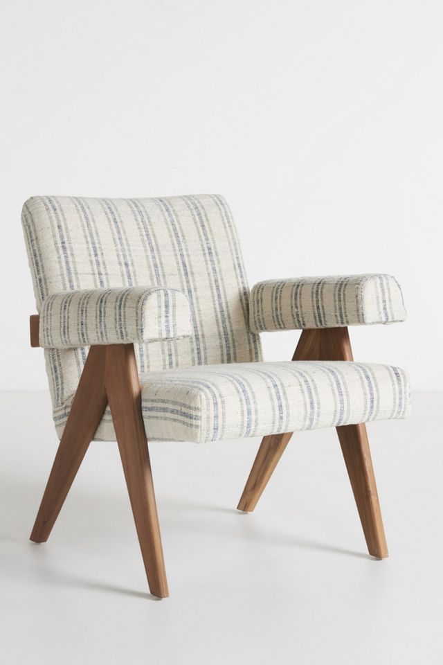 Boro Stripe Ashton Upholstered Teak Accent Chair #2