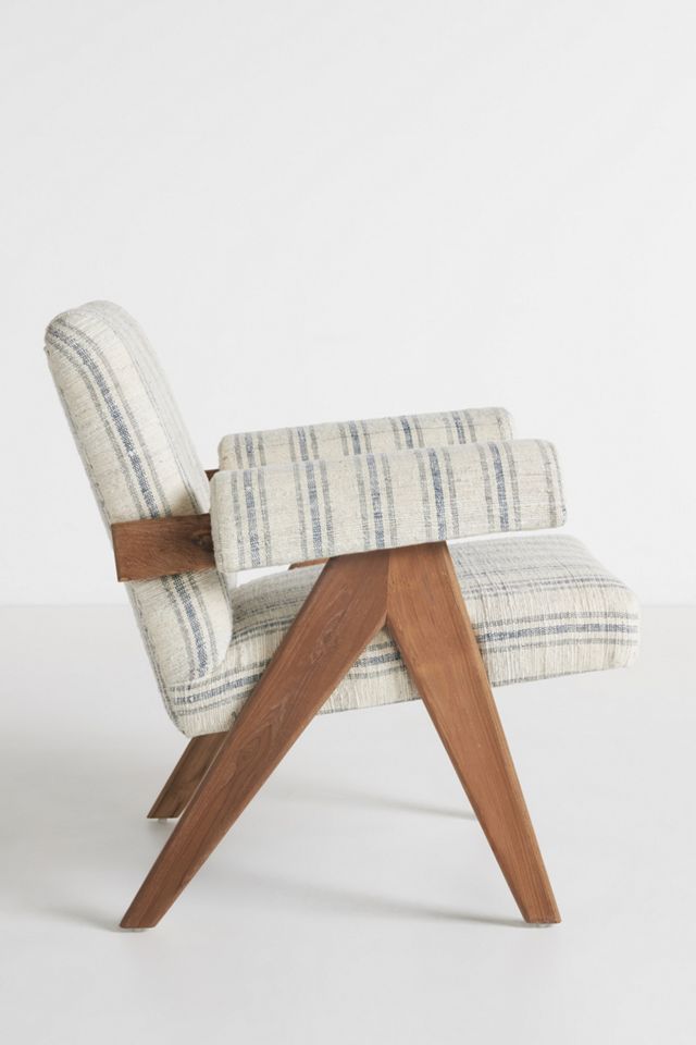 Boro Stripe Ashton Upholstered Teak Accent Chair #3