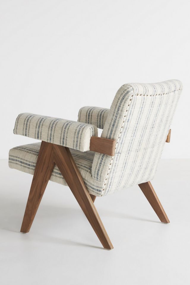 Boro Stripe Ashton Upholstered Teak Accent Chair #4