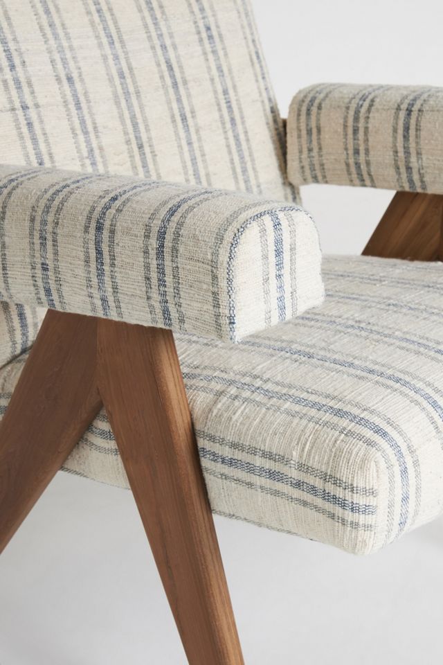 Boro Stripe Ashton Upholstered Teak Accent Chair #5