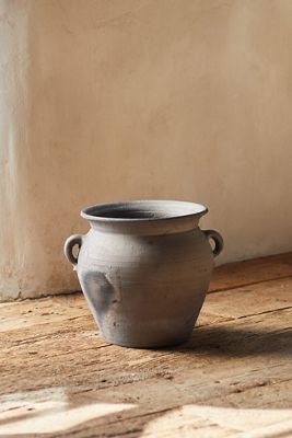 Fired Black Terracotta Planter, Amphora