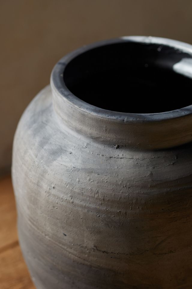 Fired Black Terracotta Planter, Canister #1