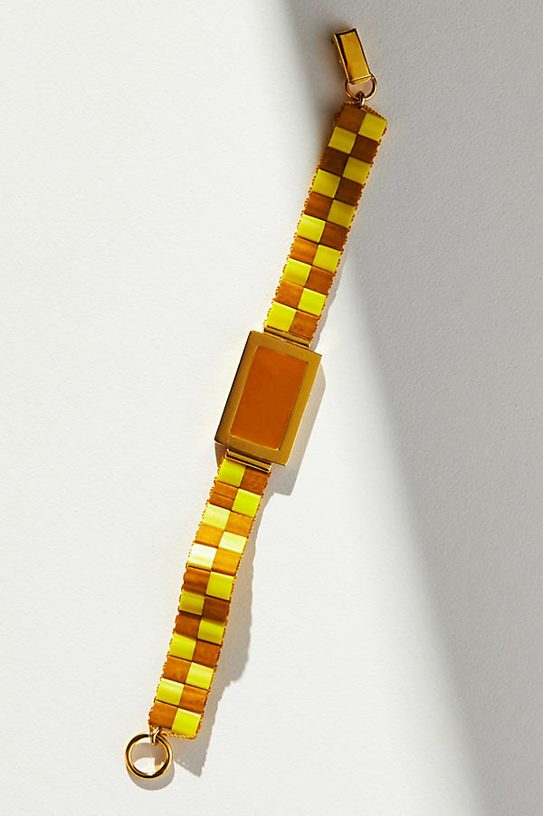 A. Carnevale Checkered Resin Bracelet In Yellow
