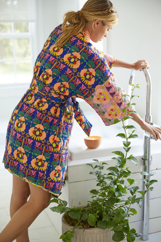 Mary O'Malley Abstract Reversible Quilted Robe #1