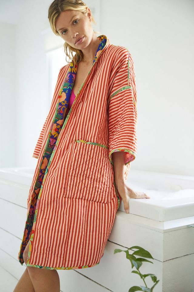 Mary O'Malley Abstract Reversible Quilted Robe #2