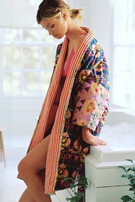 Mary O'Malley Abstract Reversible Quilted Robe