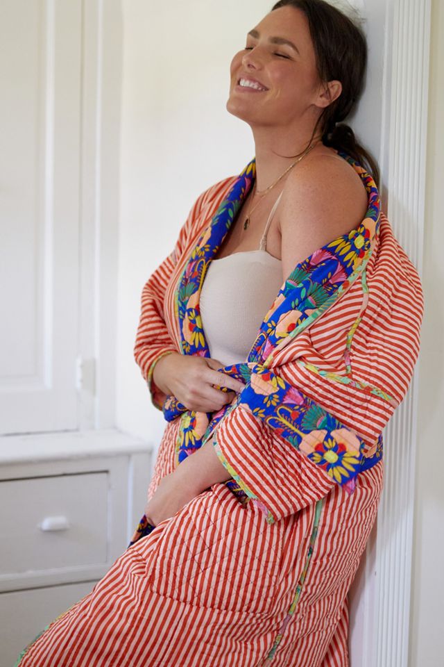 Mary O'Malley Abstract Reversible Quilted Robe #7