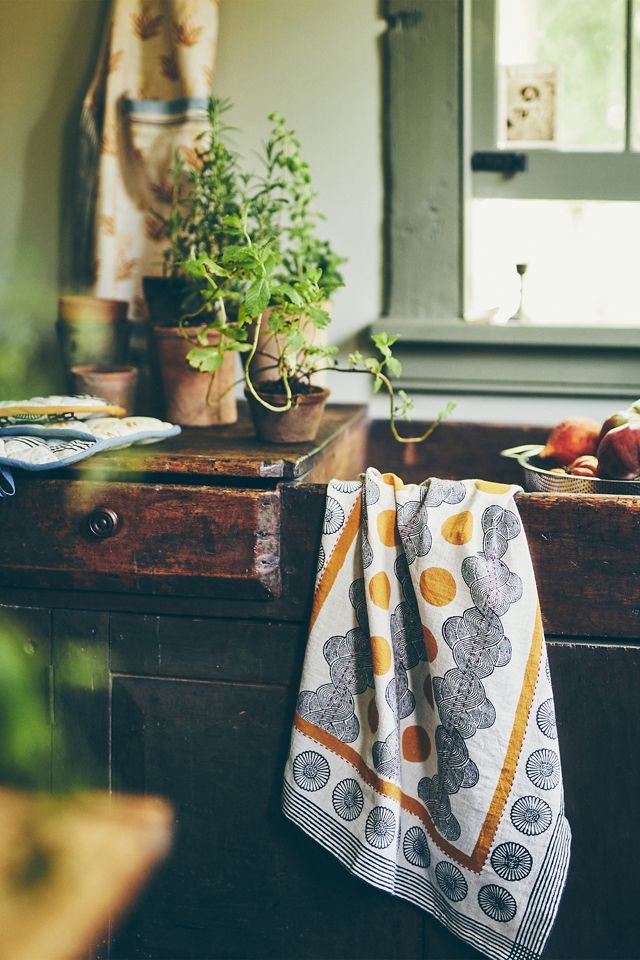 Jen Hewett Blockprinted Serenity Dish Towel #2