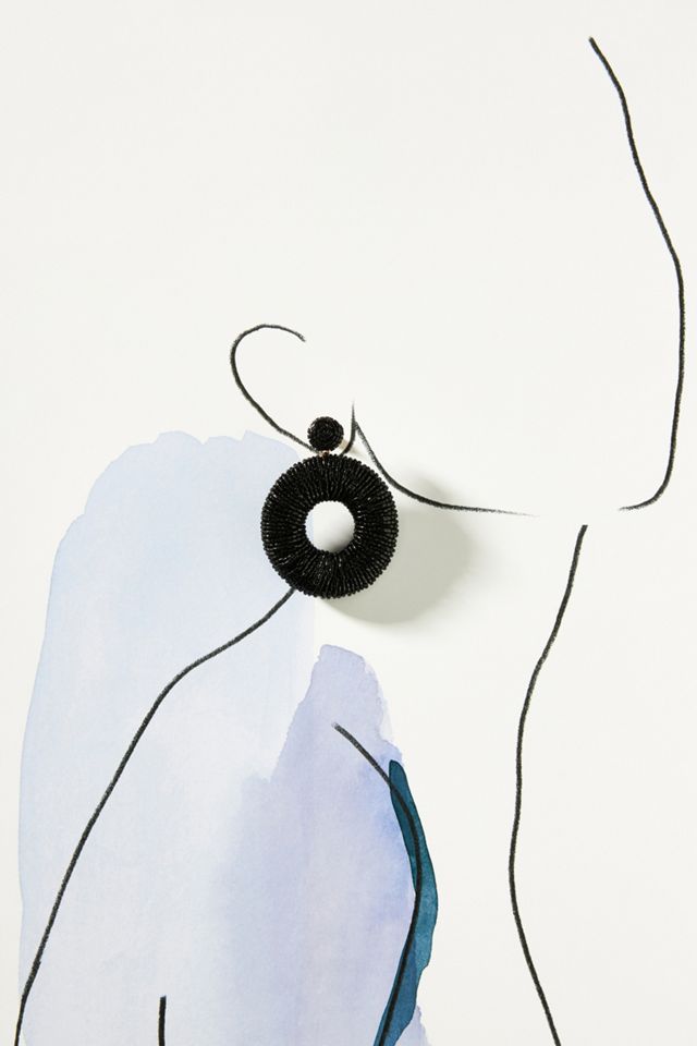 Beaded Drop Hoop Earrings | Anthropologie