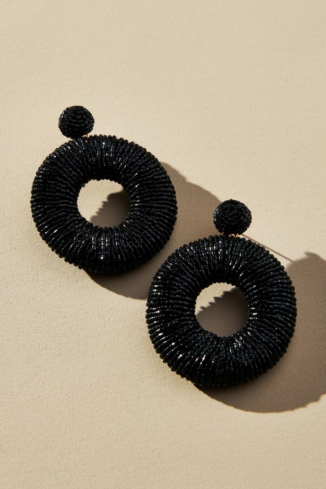 Beaded Drop Hoop Earrings | Anthropologie