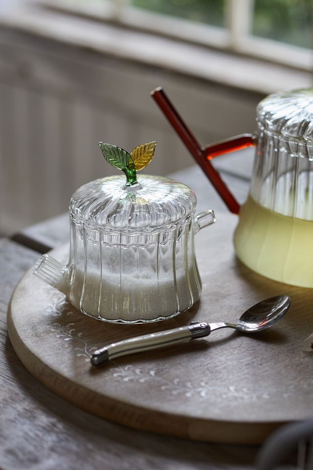 Leaf Topped Glass Tea Pot #1