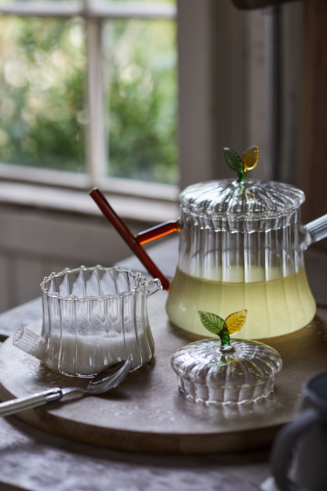 Leaf Topped Glass Tea Pot #2