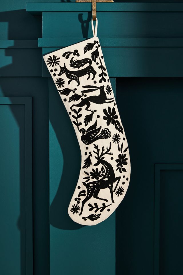 Embroidered Forest Stocking #2