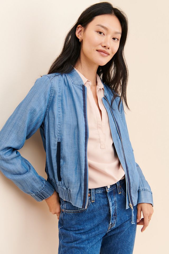 Chambray bomber hot sale jacket womens