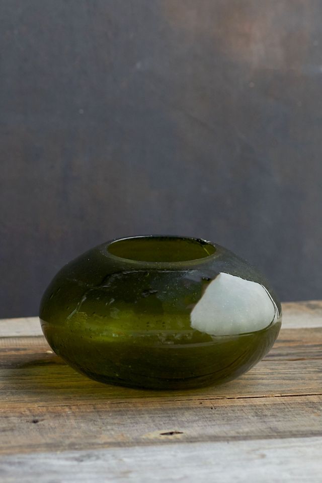 Bubbled Green Glass Vase #3