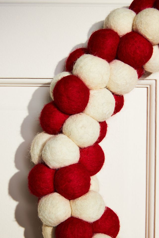 Candy Cane Pom Wreath #1