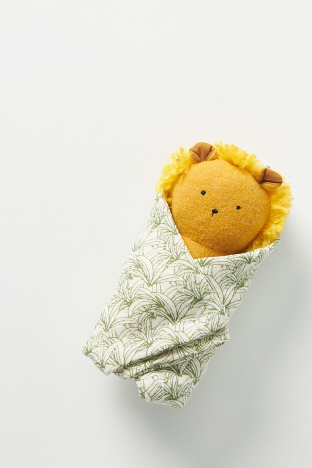 Lion Rattle and Burp Cloth Set #1