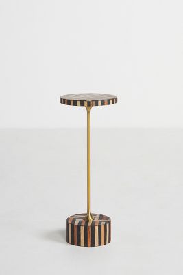 Optical Wood Inlay End Table