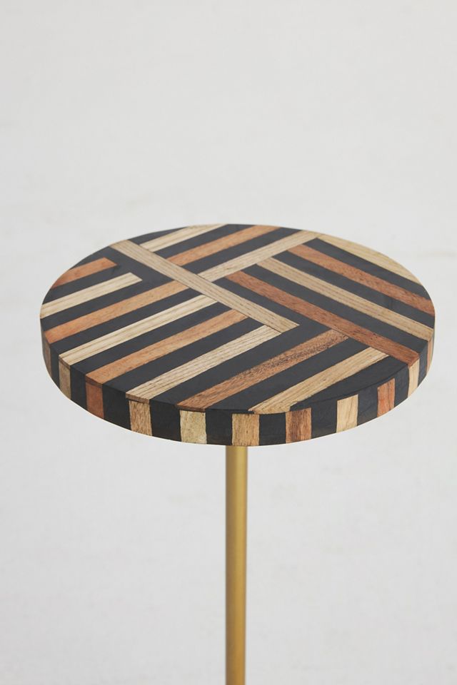 Optical Wood Inlay End Table #1