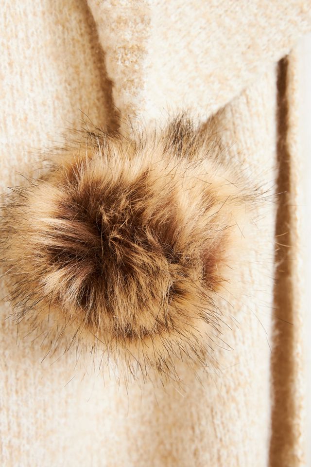 Faux Fur Pommed Throw Blanket #1