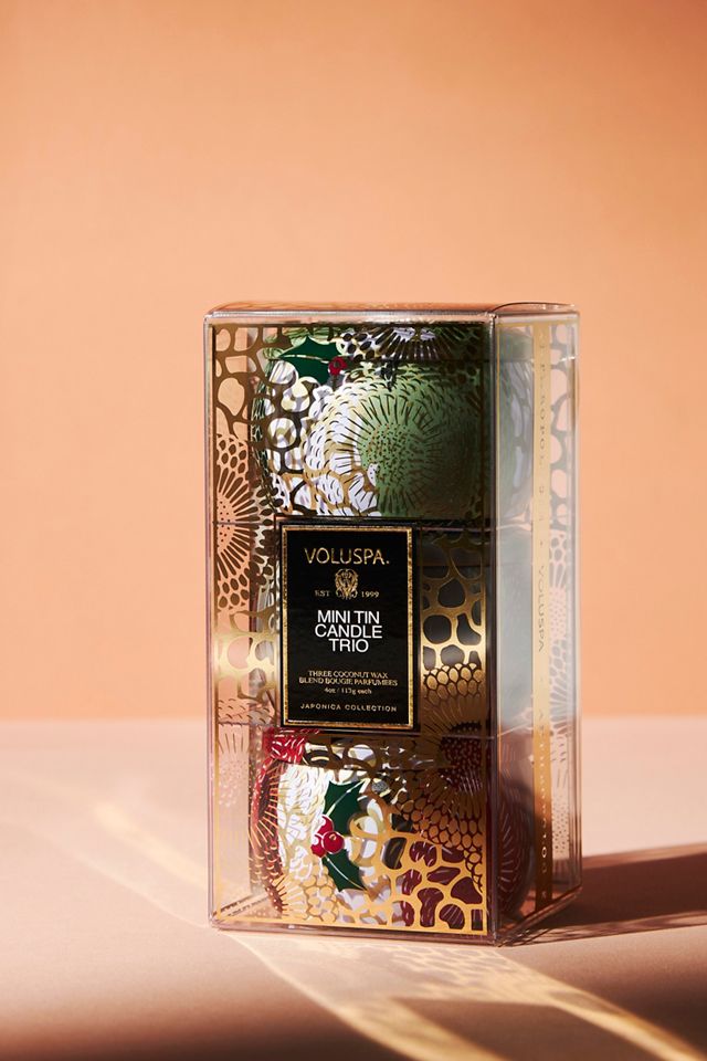 Voluspa Holiday Mini Tin Candles, Set of 3 #1