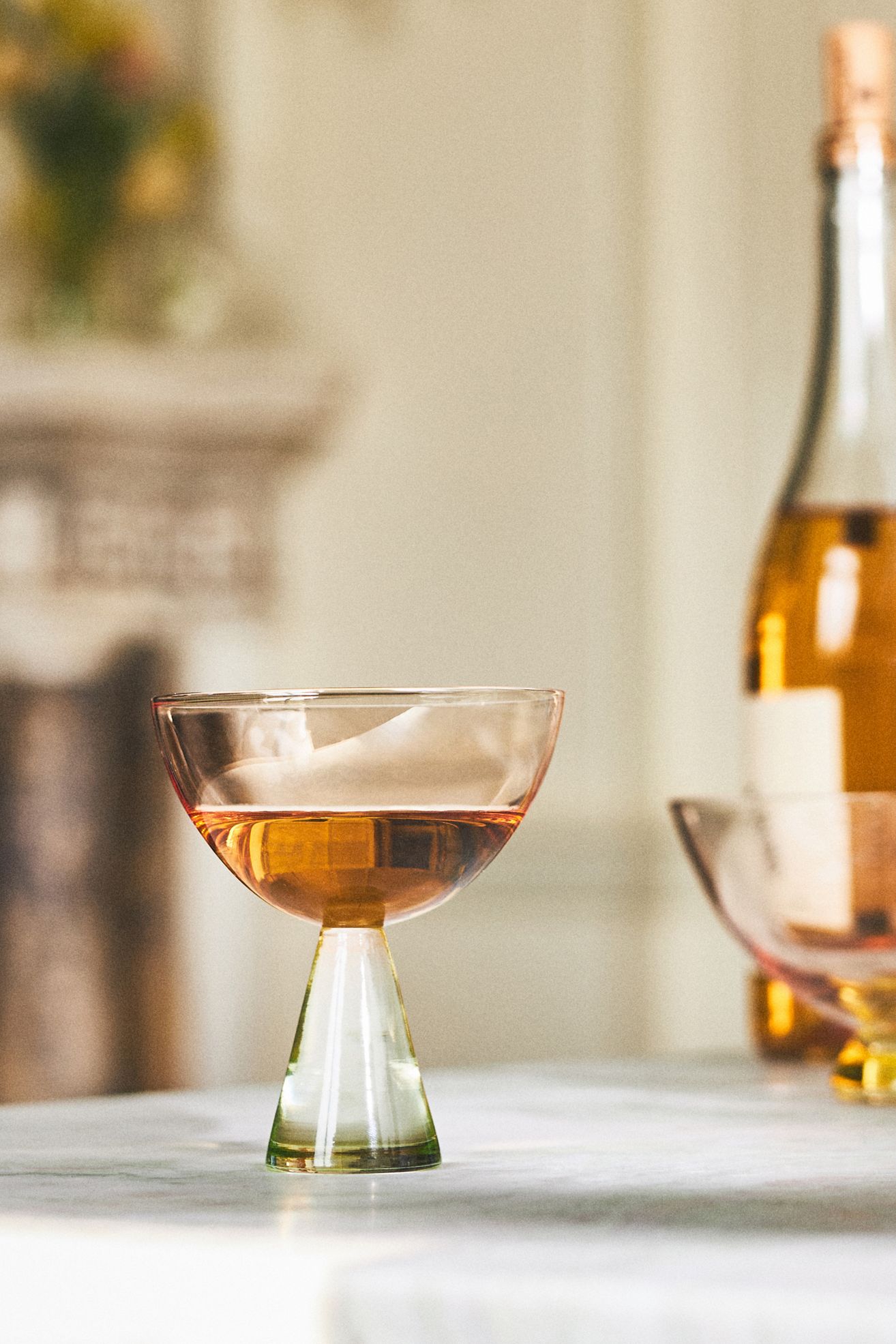 Ramona Coupe Glasses, Set of 4 - Peach, Standard, Set Of 4
