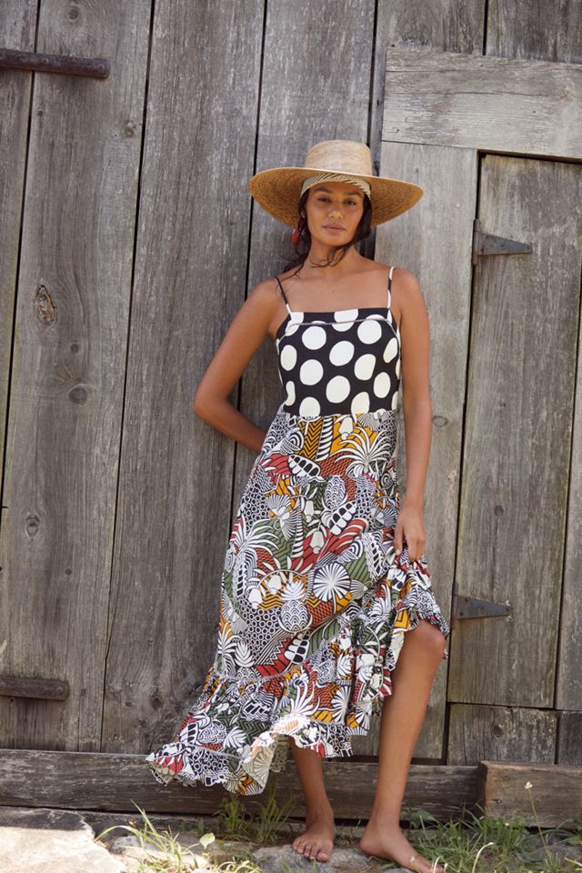 knee length dresses for ladies FARM RIO Anjou Tiered Maxi Dress, Yellow Womens Size 12
